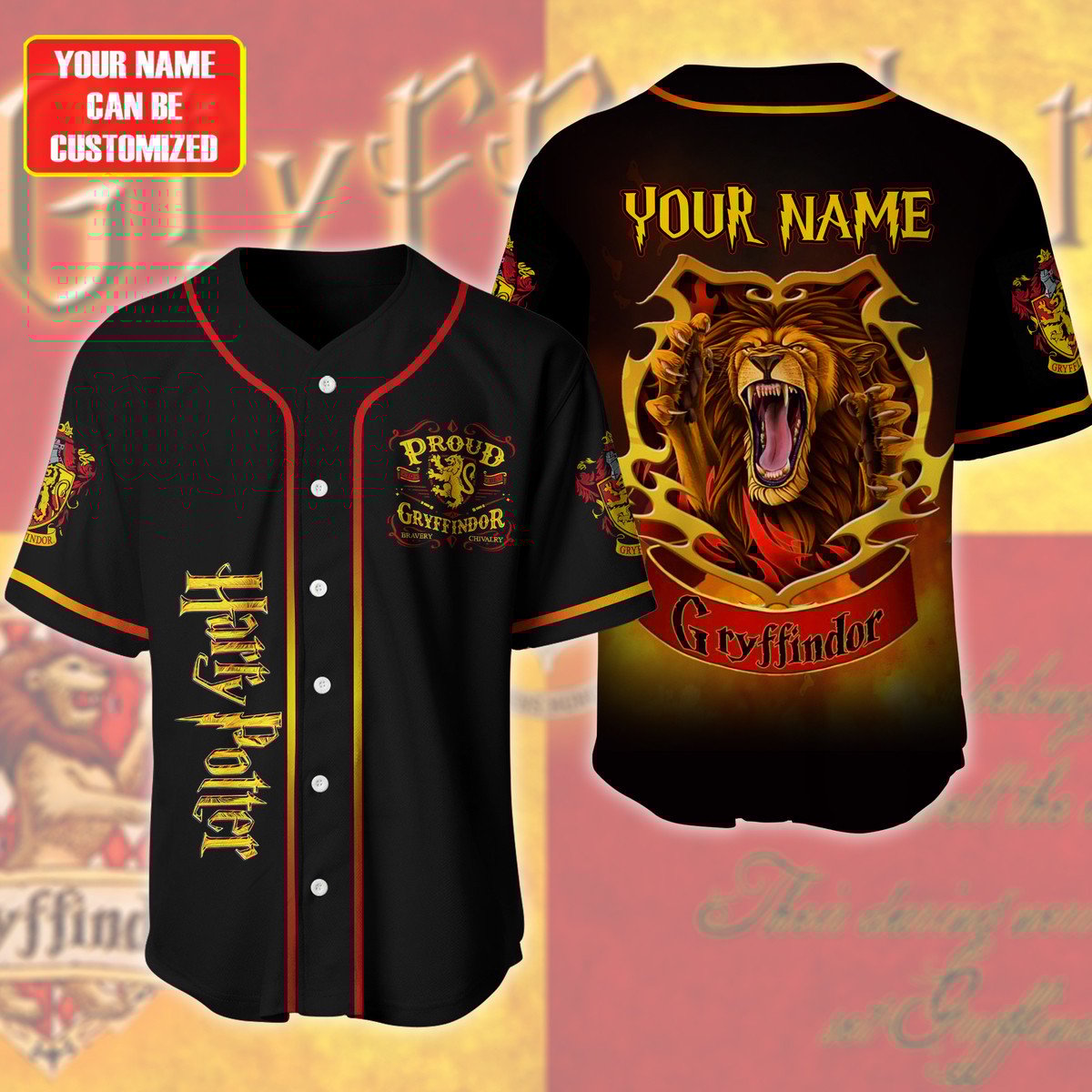 Jerseytrend Gryffindor Harry Potter Personalized Baseball Jersey For Fans