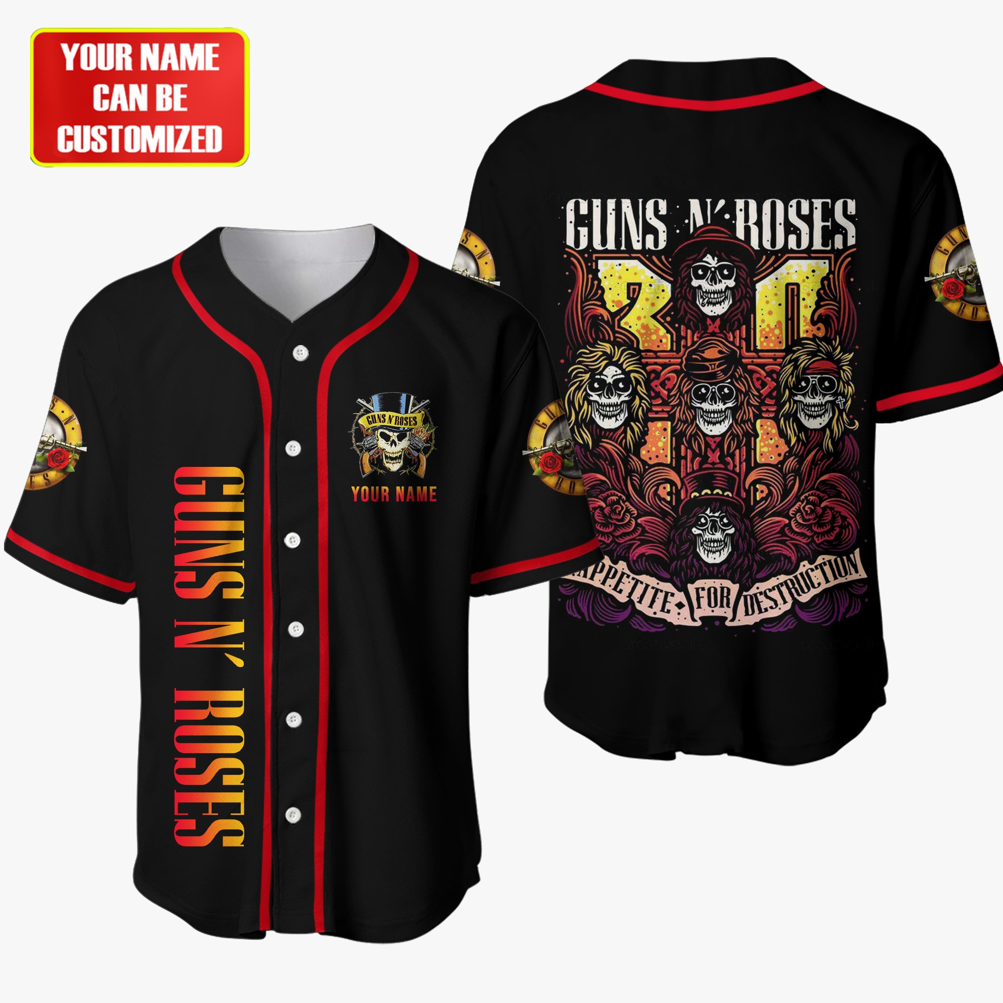 Jerseytrend Guns N' Roses Appetite for Destruction Personalized Baseball Jersey For Fans - Image 2