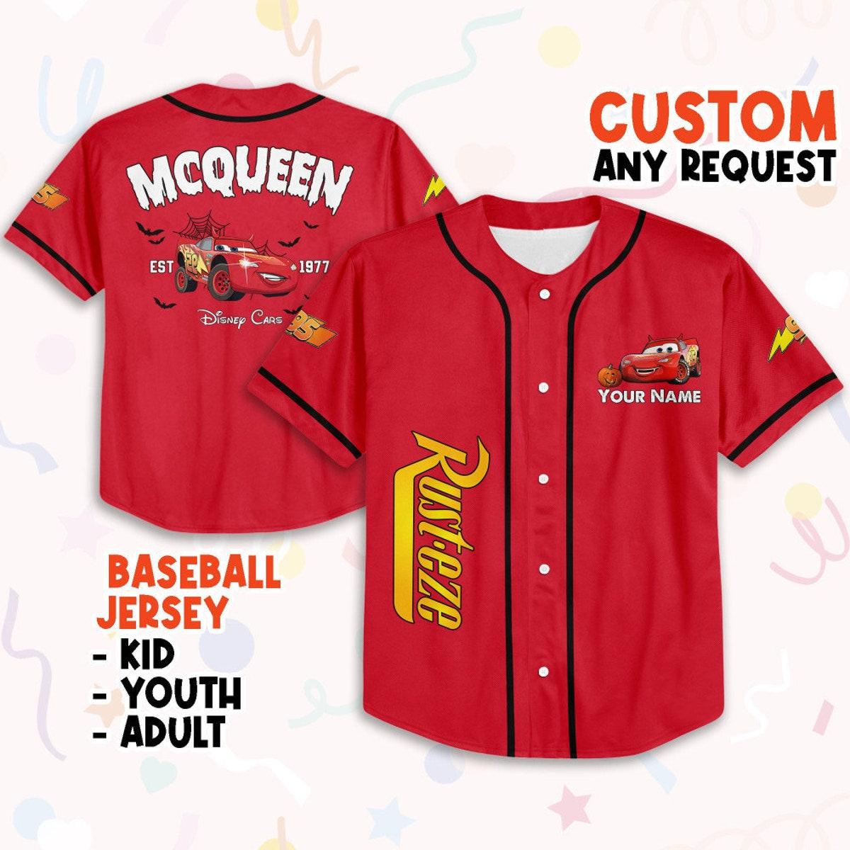 Mckenzieshoponline Halloween Cars Mcqueen Characters Personalized Baseball Jersey For Fans - Image 2