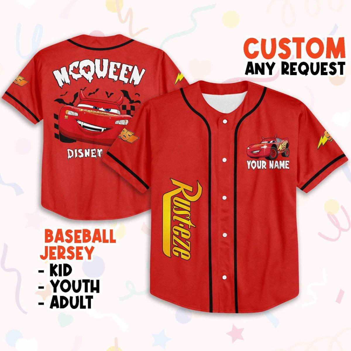 Mckenzieshoponline Halloween Cars Mcqueen Disney Cars Personalized Baseball Jersey For Fans
