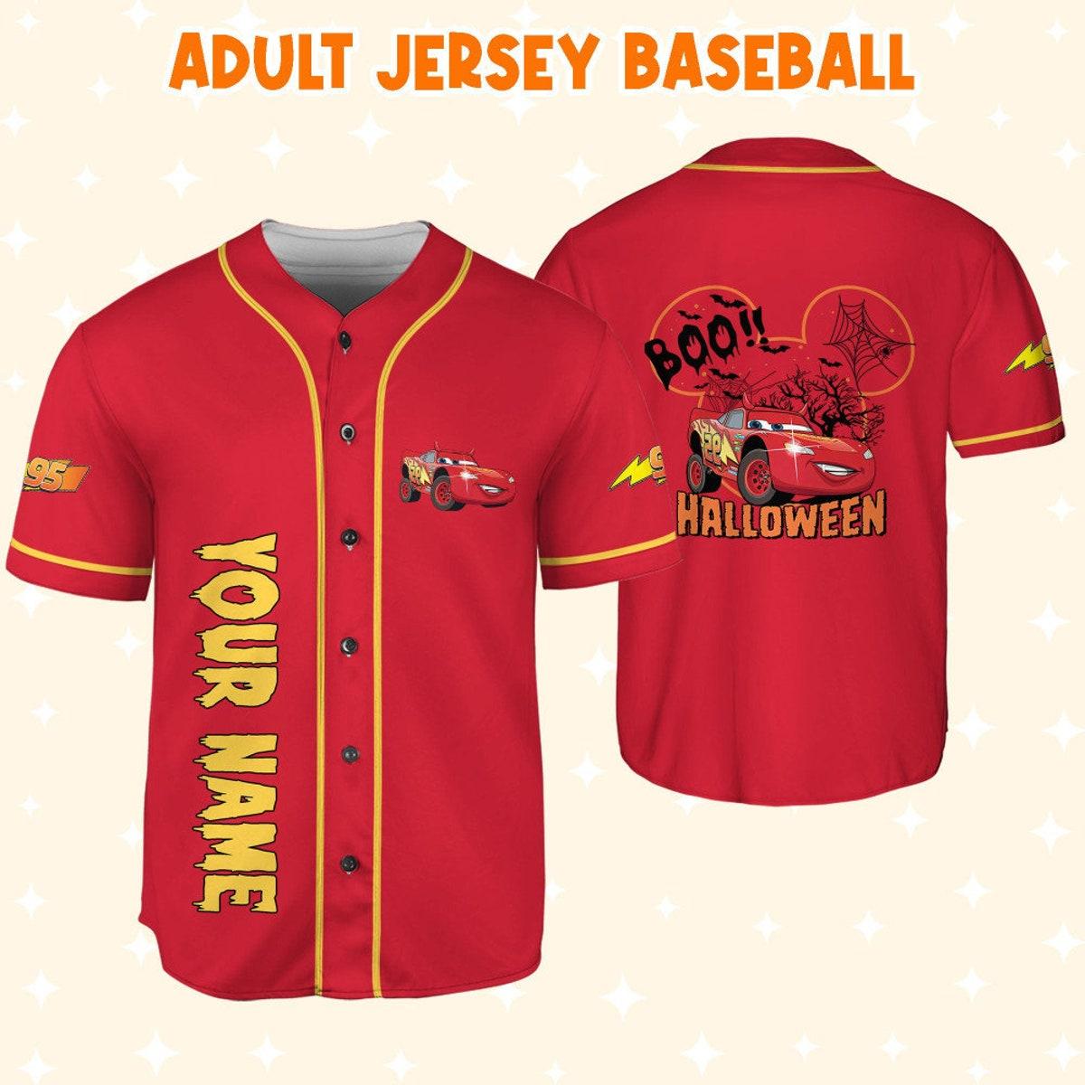 Mckenzieshoponline Halloween Cars Mickey Head Mcqueen Boo Personalized Baseball Jersey For Fans - Image 7