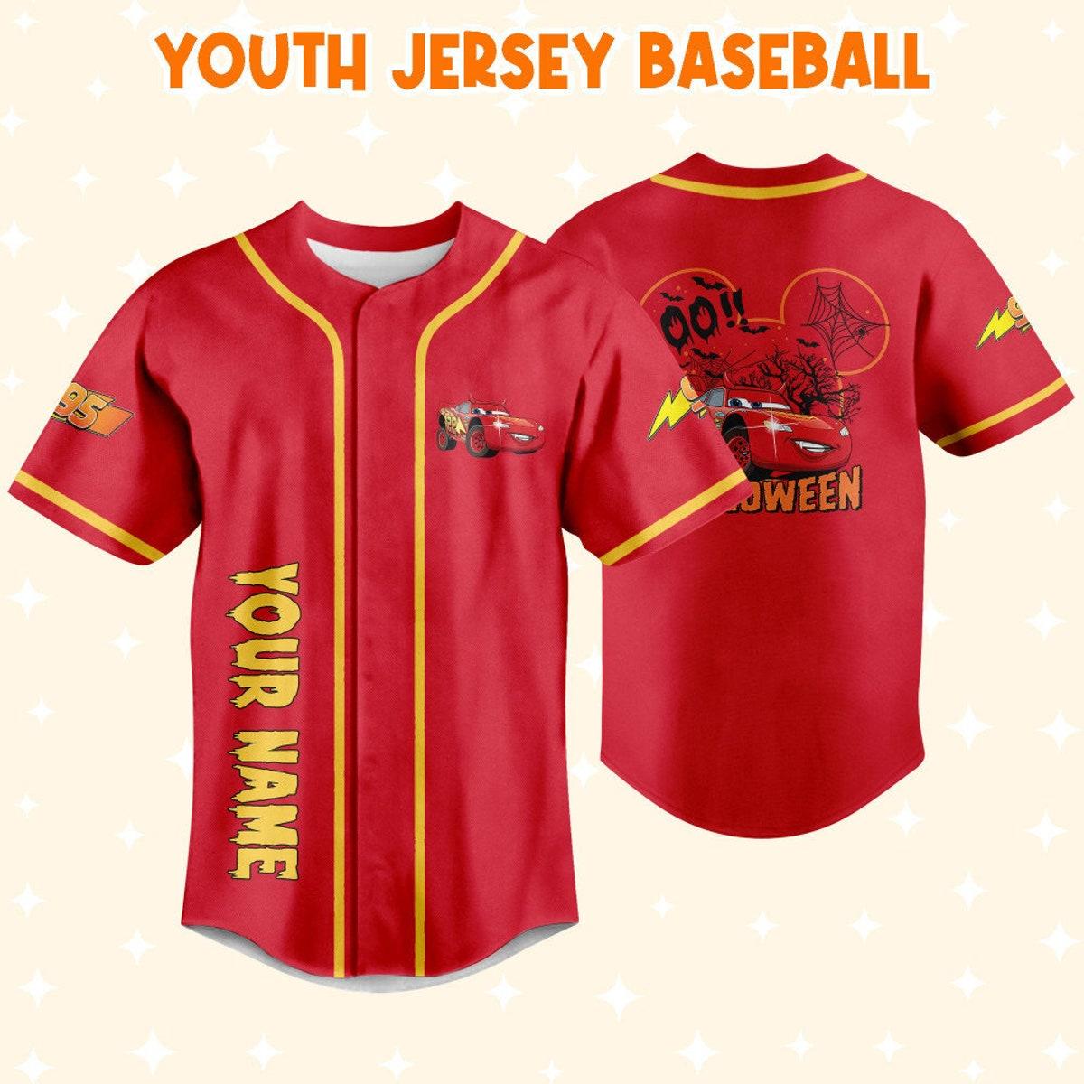 Mckenzieshoponline Halloween Cars Mickey Head Mcqueen Boo Personalized Baseball Jersey For Fans - Image 6