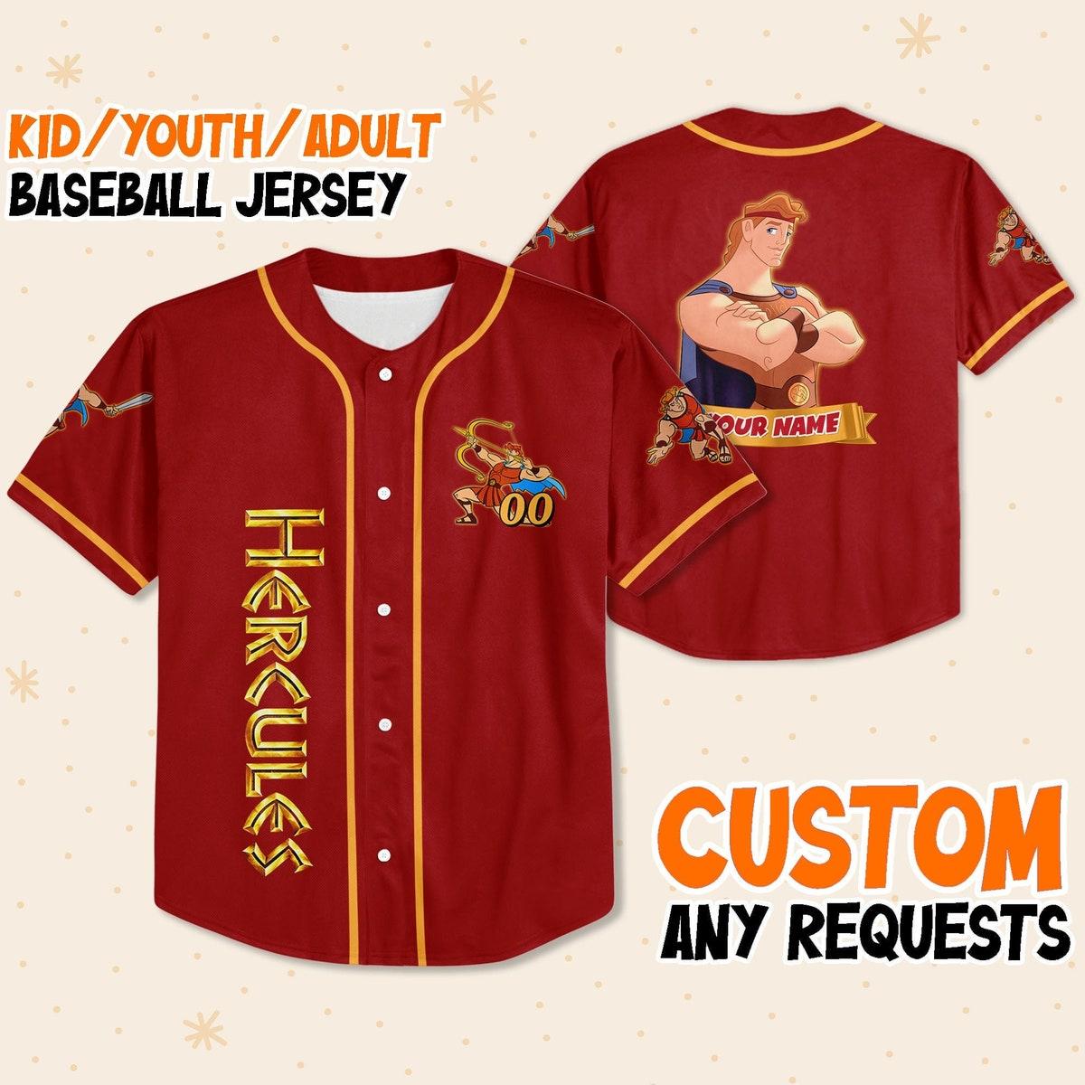 Mckenzieshoponline Hercules Red Yellowadult Disney Personalized Baseball Jersey For Fans