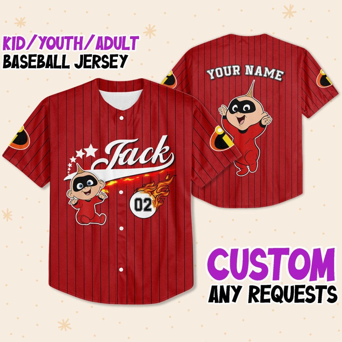 Mckenzieshoponline Incredible Jack Baby Red Black Disney Personalized Baseball Jersey For Fans