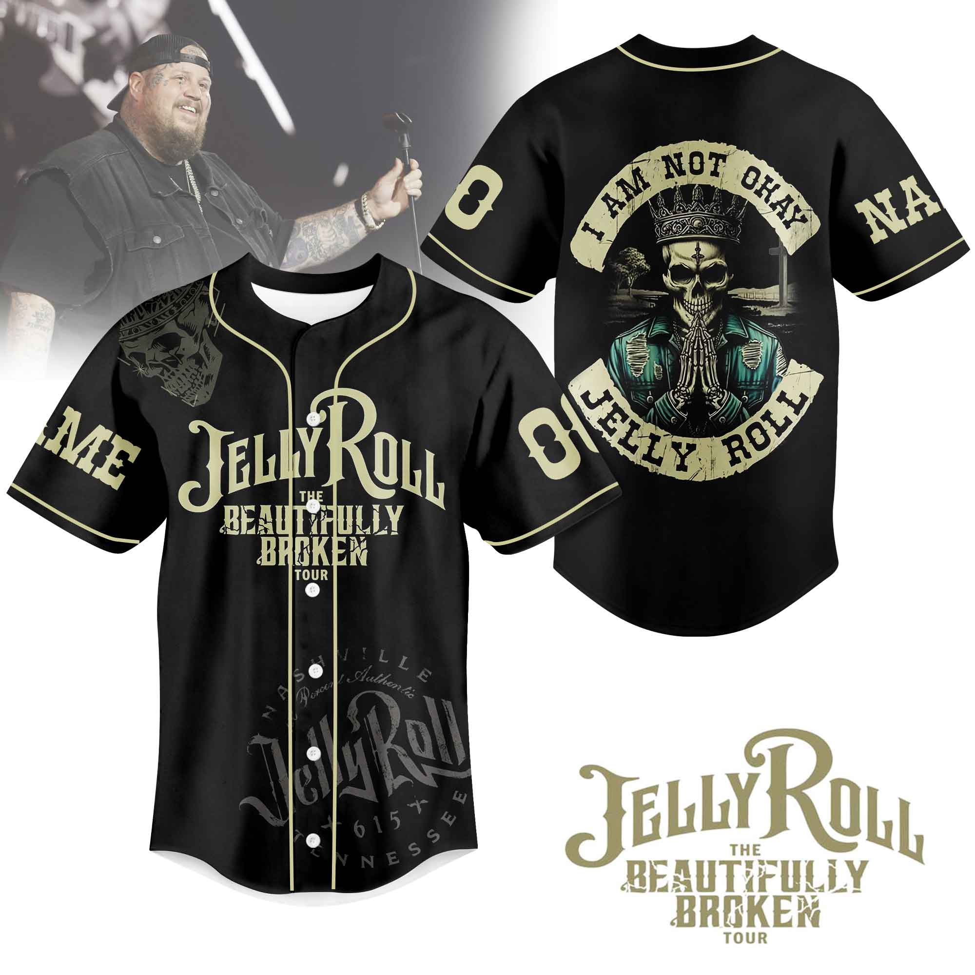 Mckenzieshoponline Jelly Roll I Am Not Okay Personalized Baseball Jersey For Fans