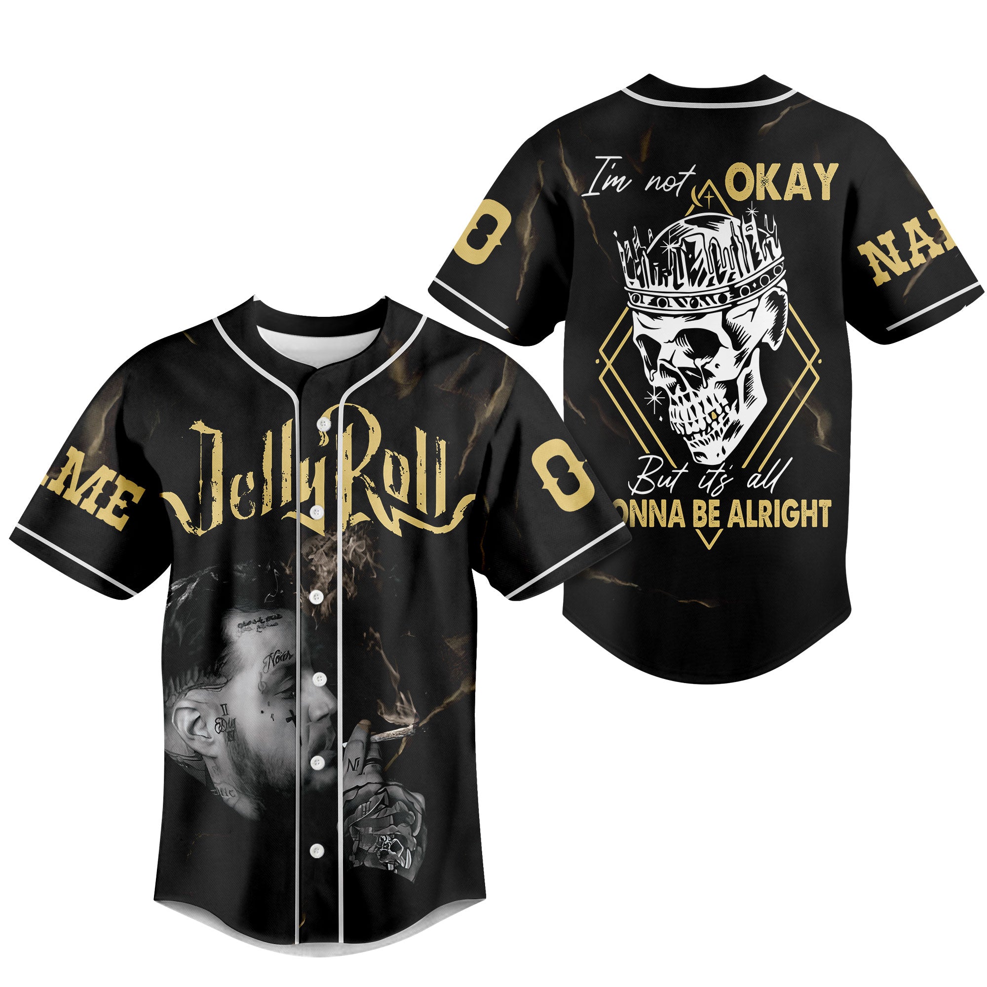 Mckenzieshoponline Jelly Roll I Am Not Okay Personalized Baseball Jersey For Fans - Image 2