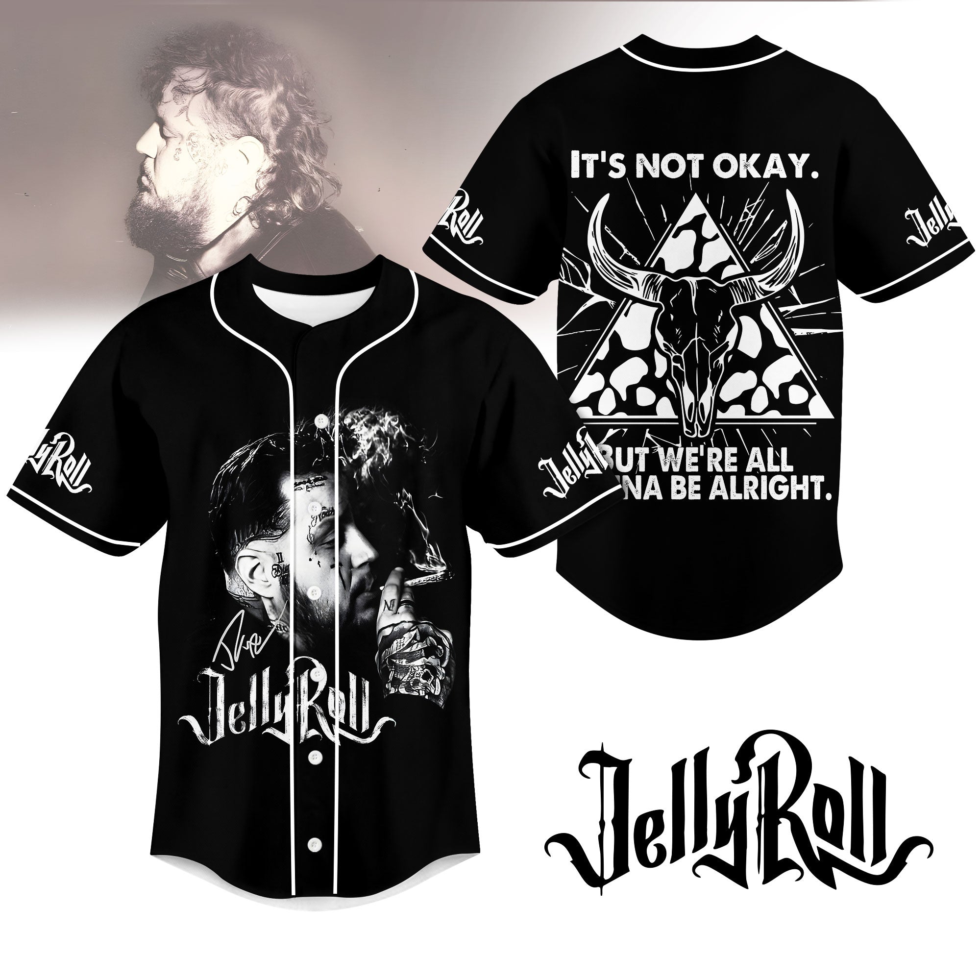 Mckenzieshoponline Jelly Roll I Am Not Okay Personalized Baseball Jersey For Fans