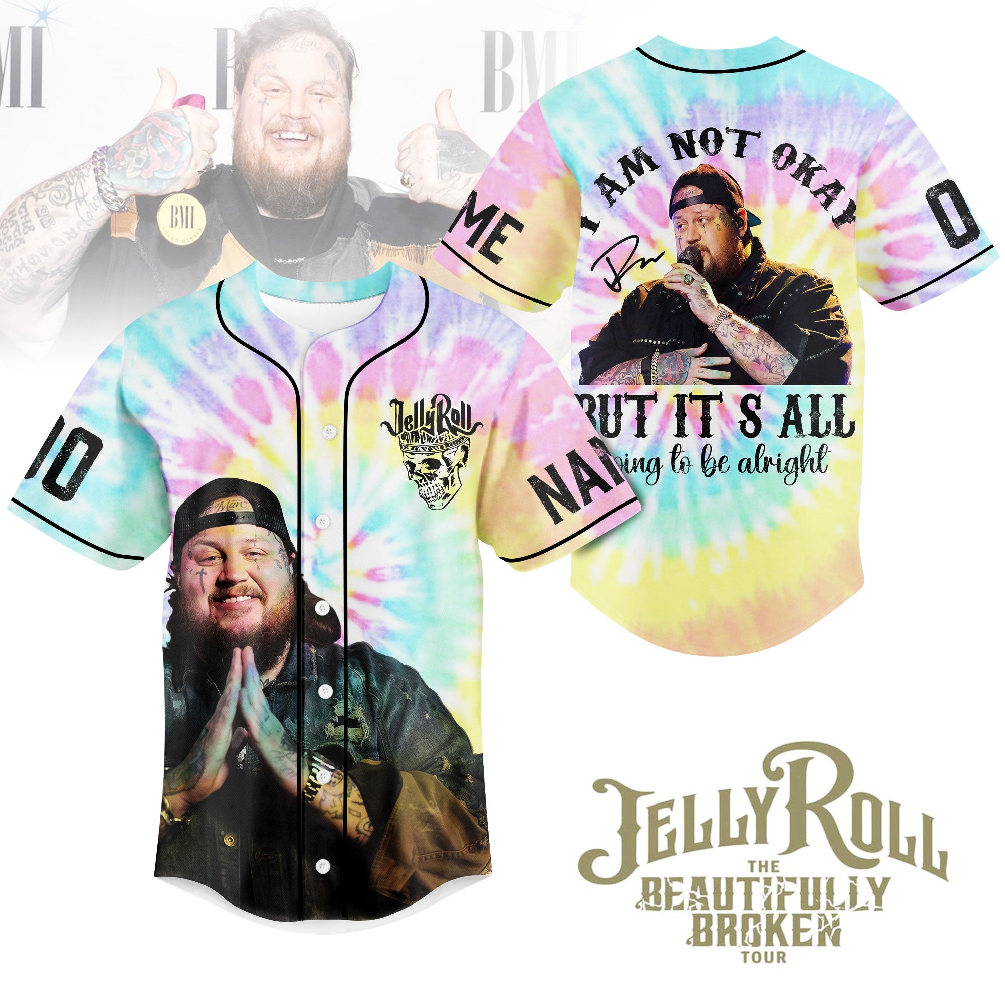 Mckenzieshoponline Jelly Roll I Am Not Okay Personalized Baseball Jersey For Fans