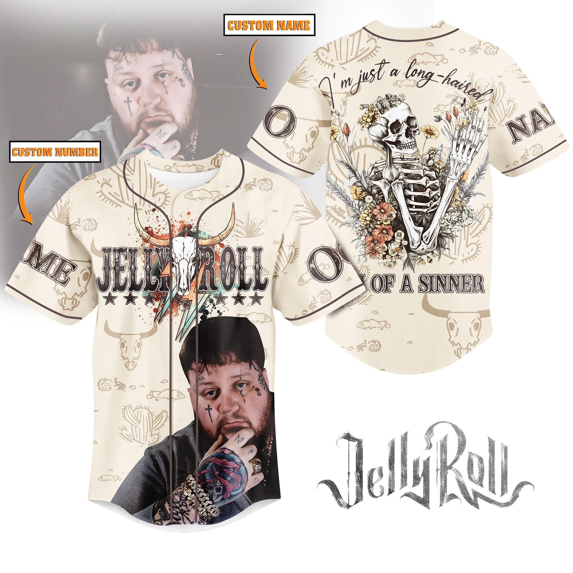 Mckenzieshoponline Jelly Roll Son Of A Sinner Personalized Baseball Jersey For Fans