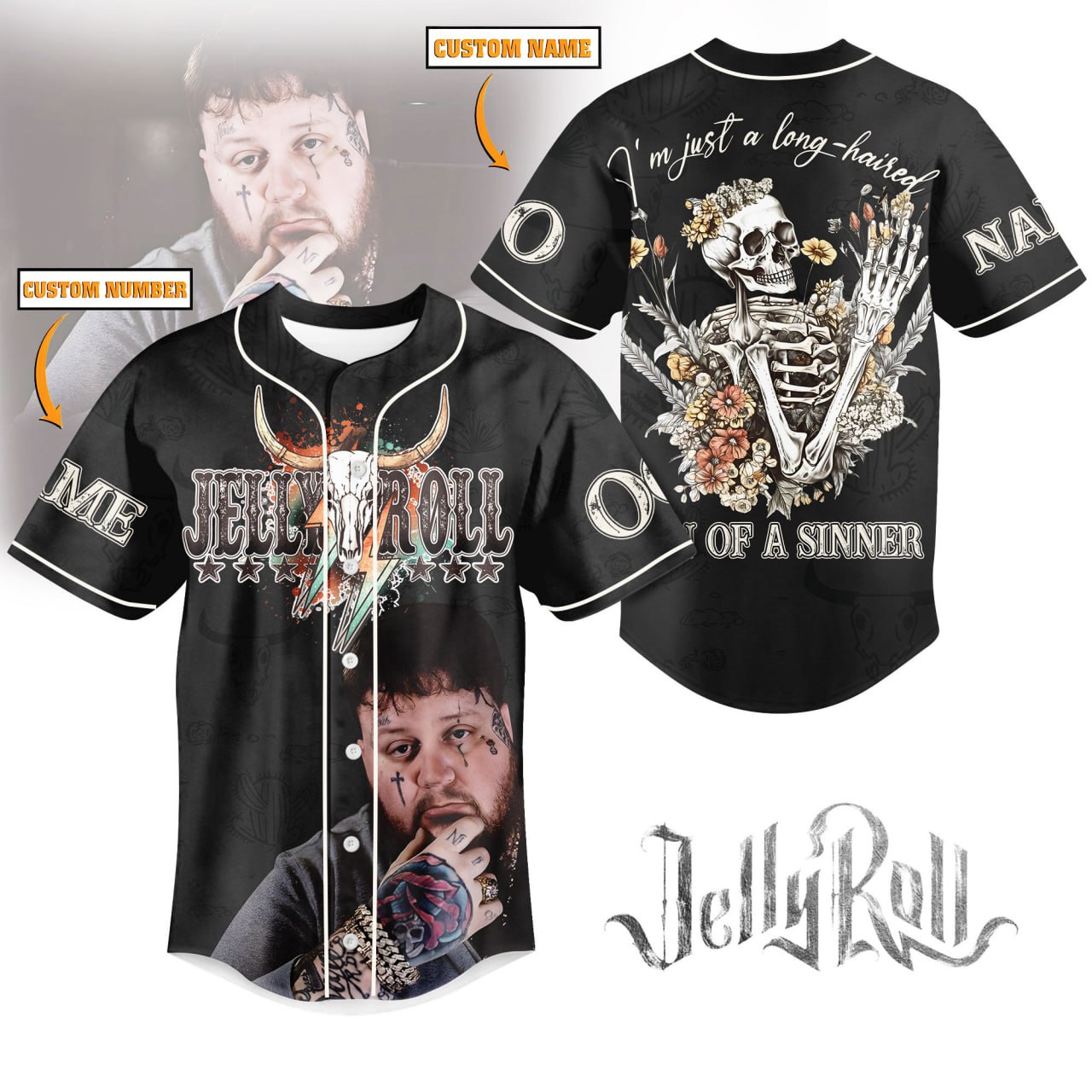 Mckenzieshoponline Jelly Roll Son Of A Sinner Personalized Baseball Jersey For Fans