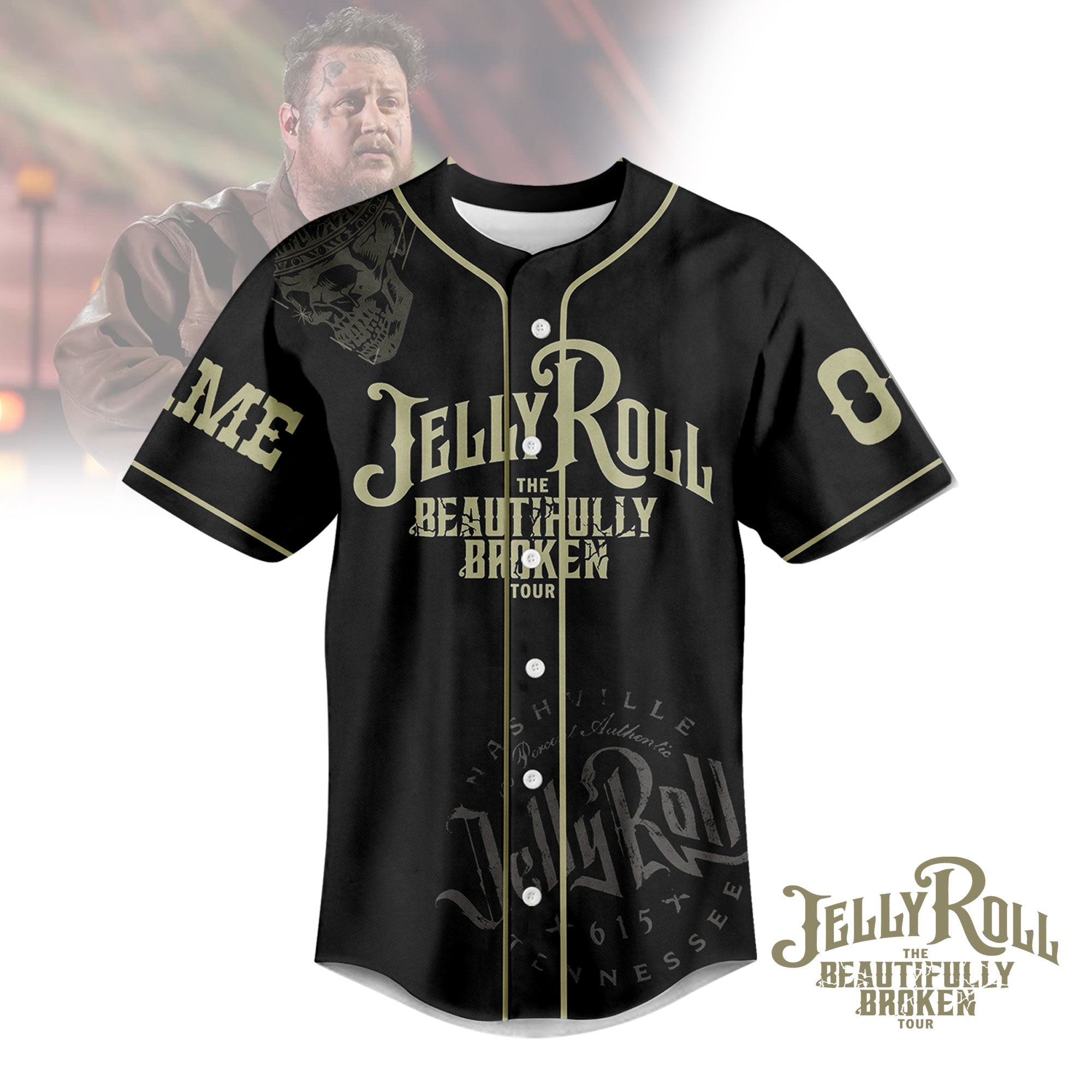 Mckenzieshoponline Jelly Roll The Beautifully Broken Tour Personalized Baseball Jersey For Fans - Image 2