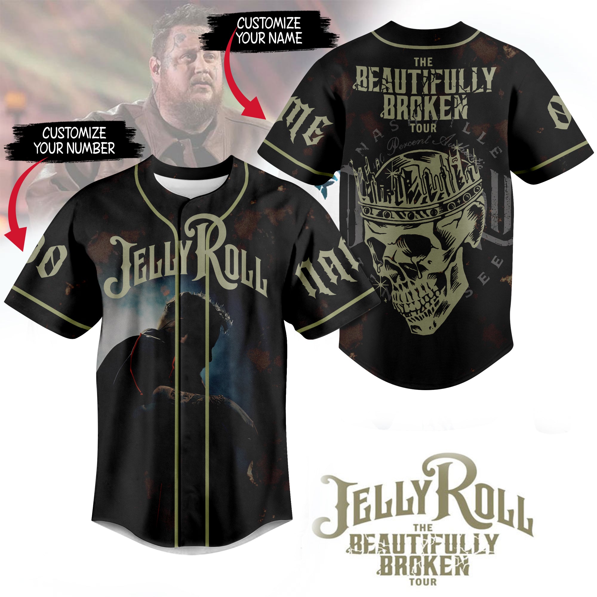 Mckenzieshoponline Jelly Roll The Beautifully Broken Tour Personalized Baseball Jersey For Fans