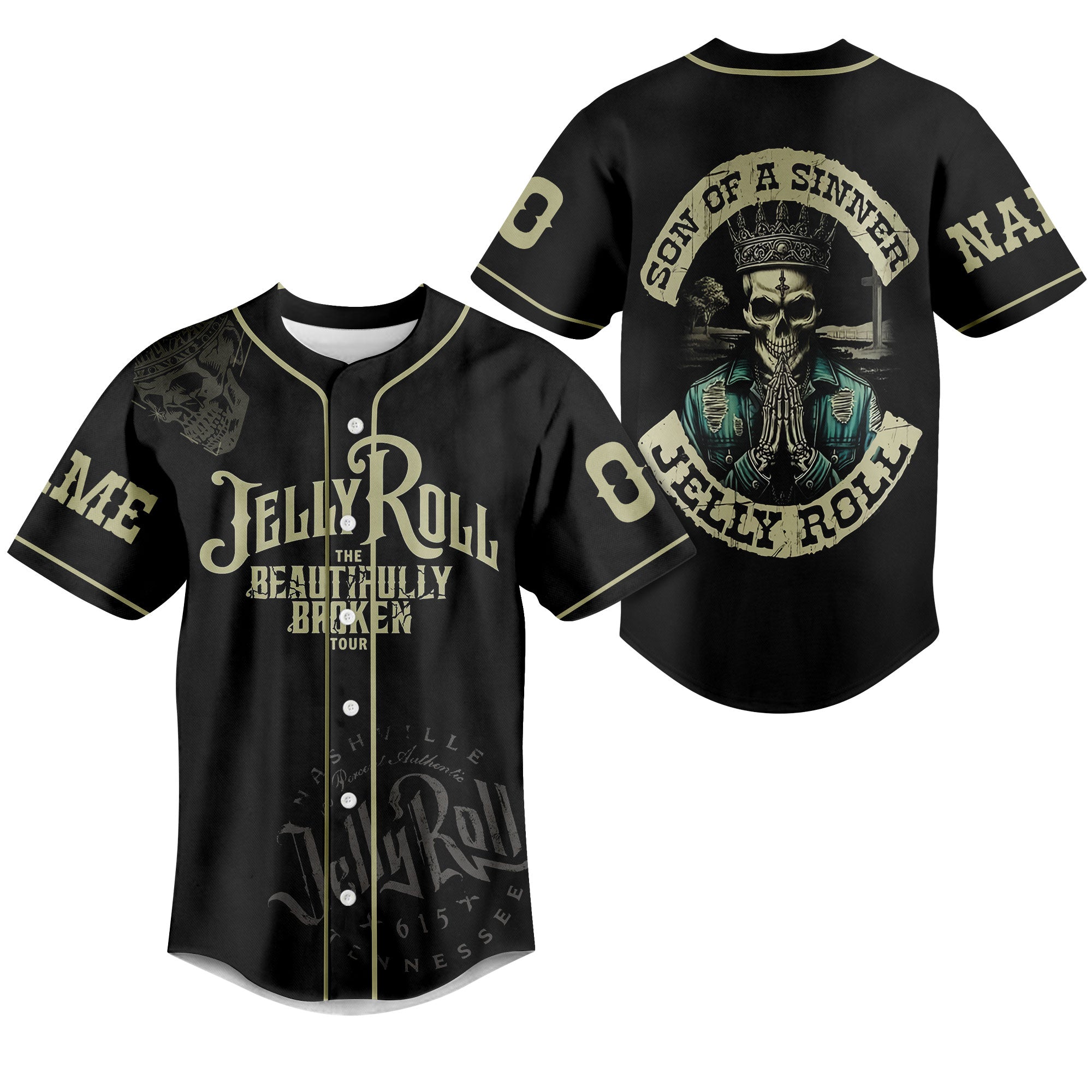 Mckenzieshoponline Jelly Roll The Beautifully Broken Tour Personalized Baseball Jersey For Fans