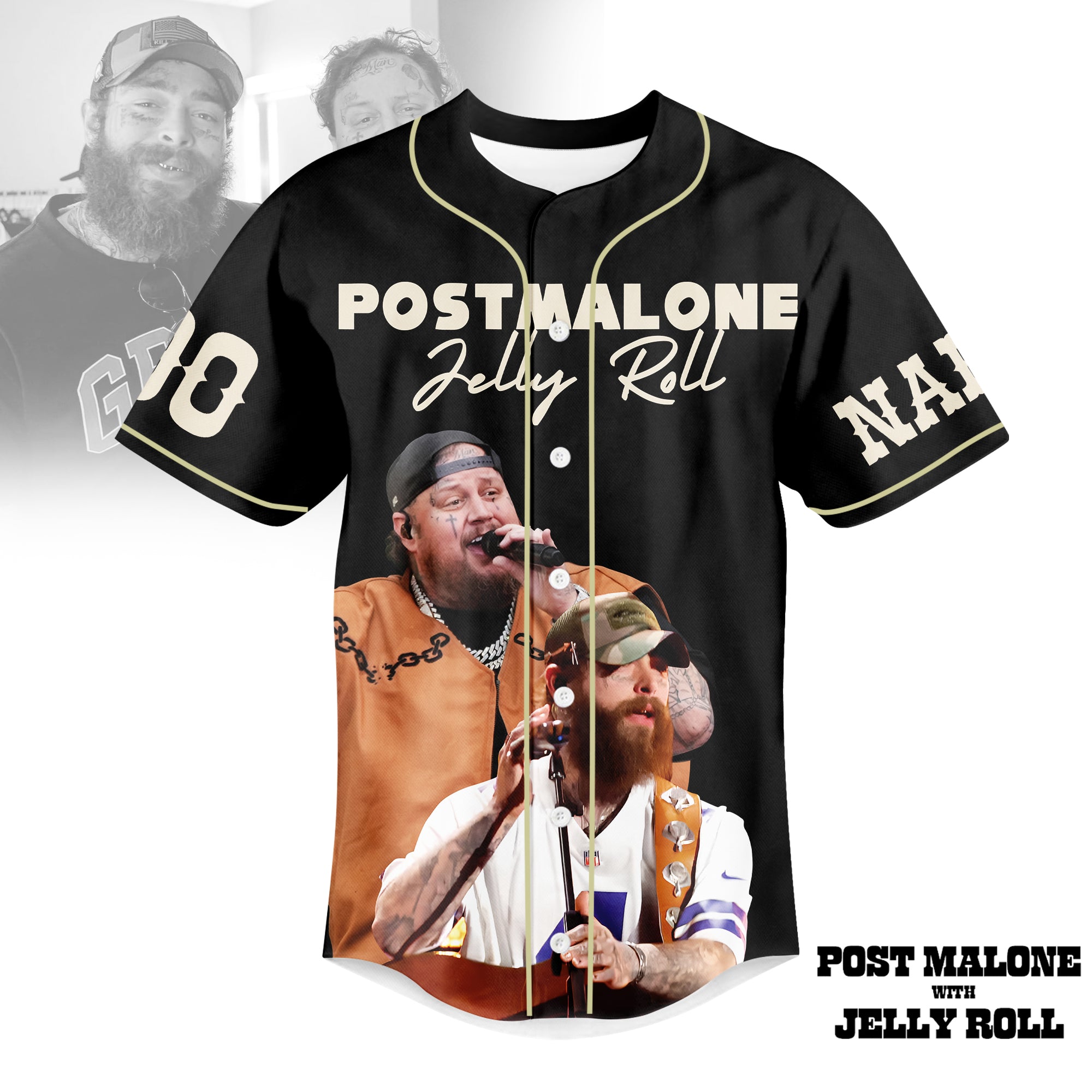 Mckenzieshoponline Jelly Roll x Post Malone Personalized Baseball Jersey For Fans - Image 3