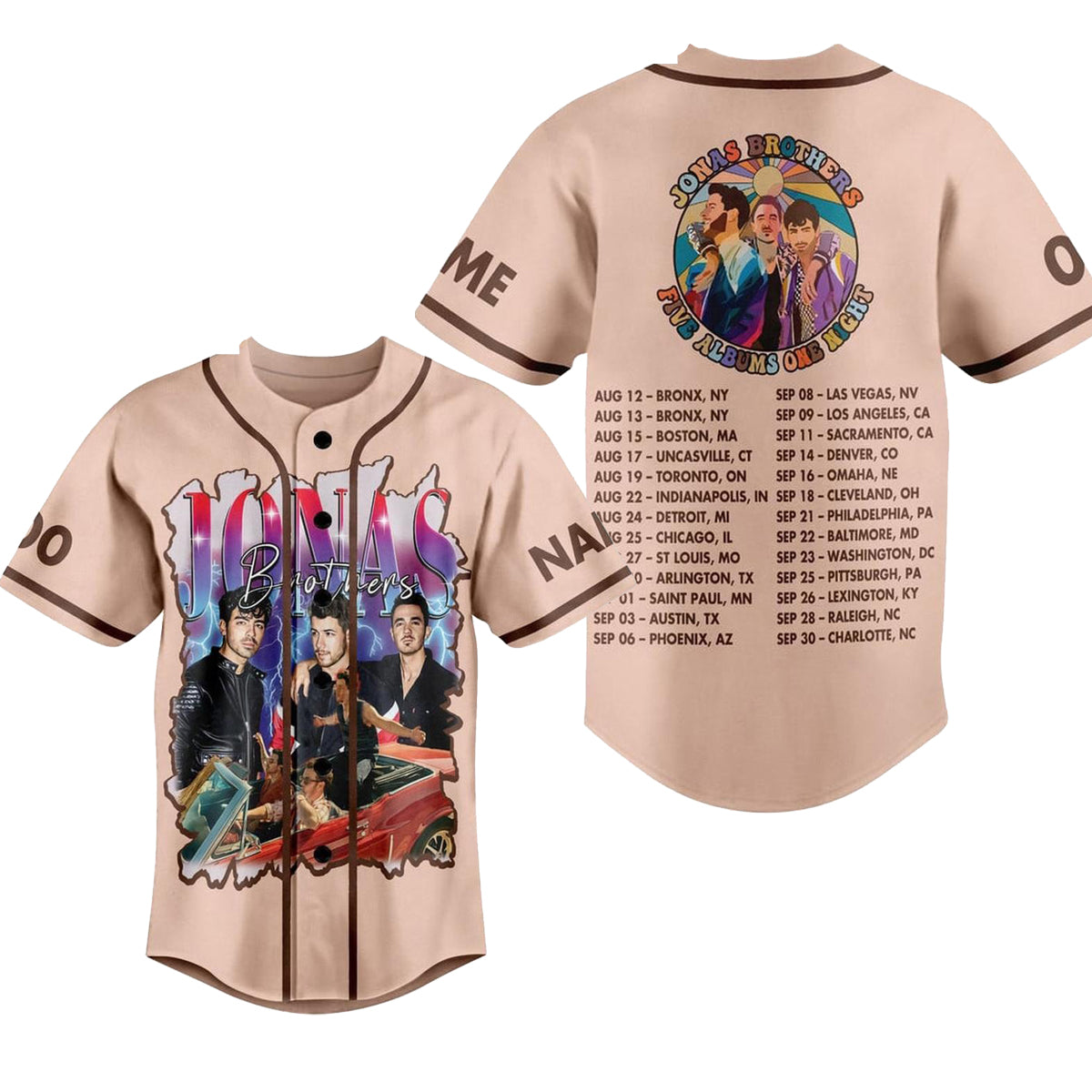 Mckenzieshoponline Jonas Brothers Five Albums One Night Personalized Baseball Jersey For Fans