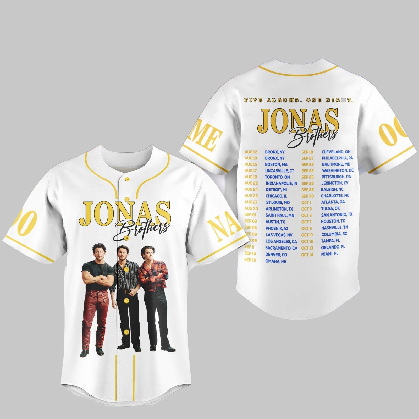 Mckenzieshoponline Jonas Brothers Five Albums One Night Personalized Baseball Jersey For Fans