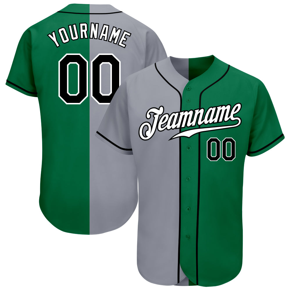 Jerseytrend Kelly Green Black Gray Split Fashion Personalized Baseball Jersey For Fans