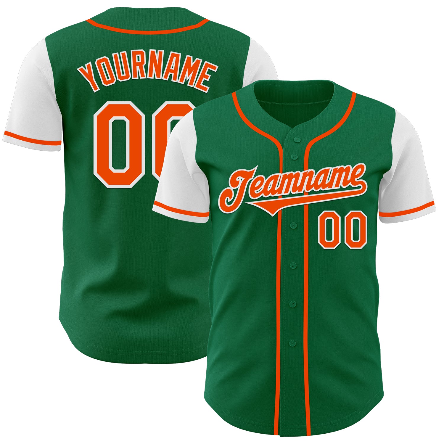 Mckenzieshoponline Kelly Green Orange White Two Tone Personalized Baseball Jersey For Fans