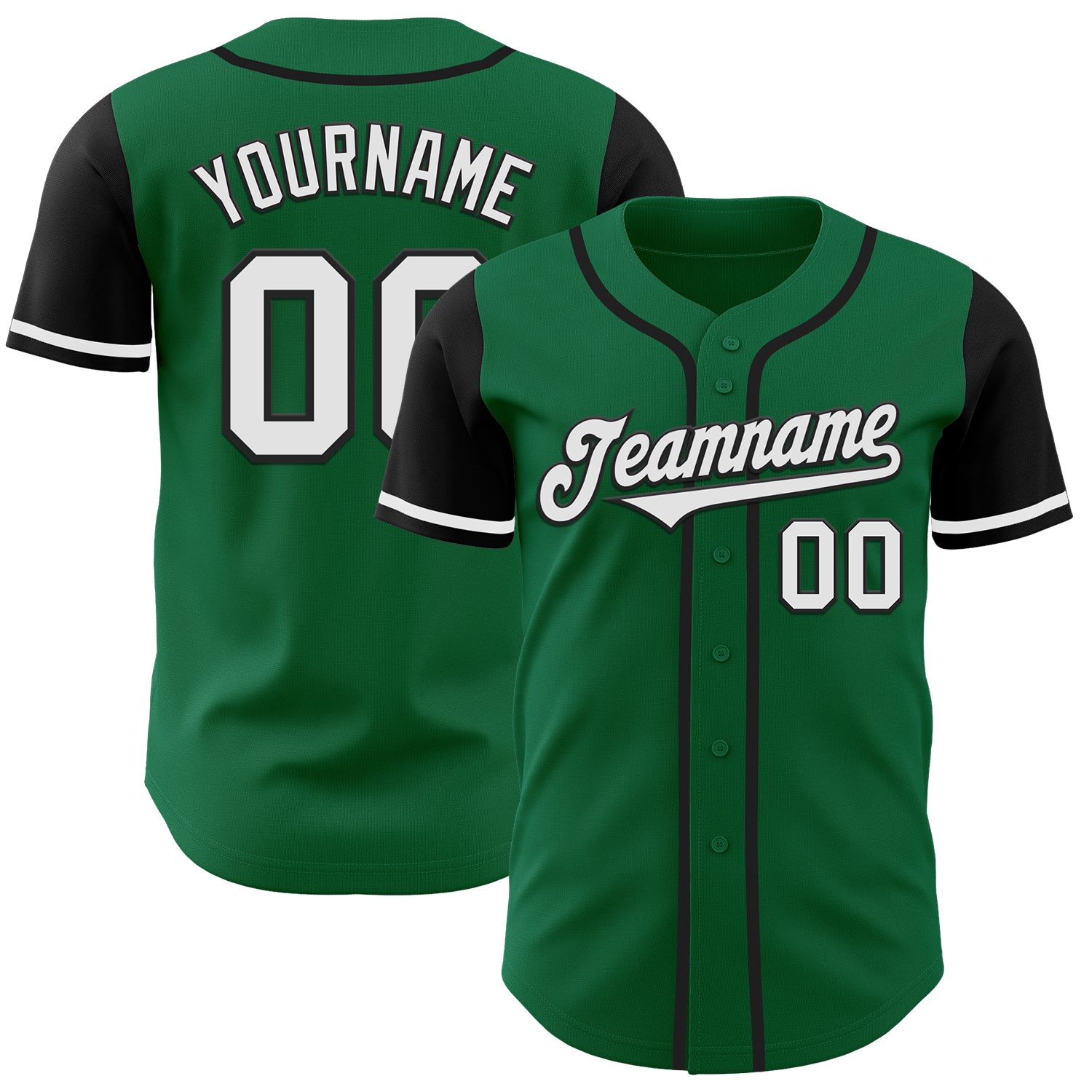 Mckenzieshoponline Kelly Green White Black Two Tone Personalized Baseball Jersey For Fans