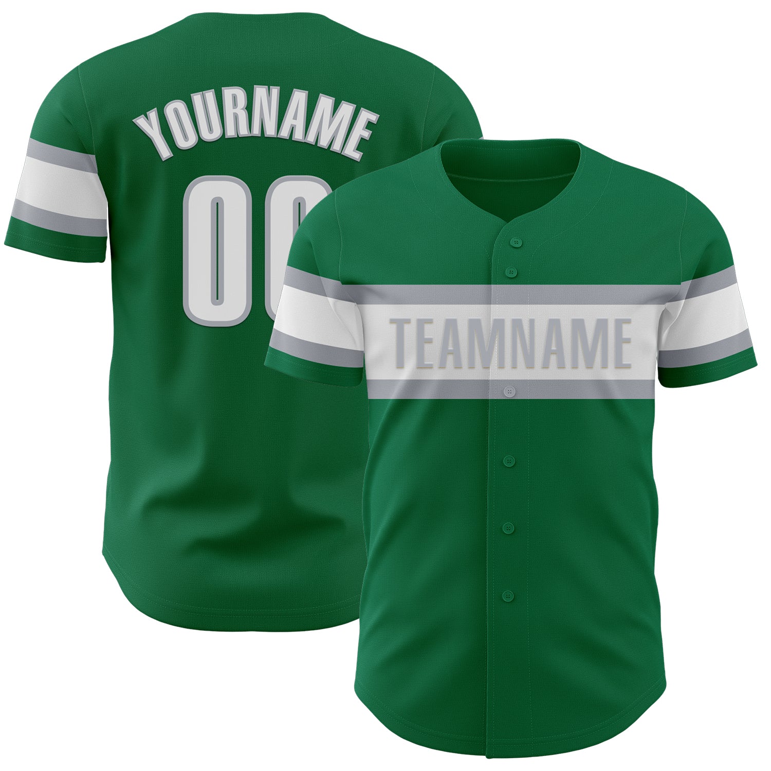Mckenzieshoponline Kelly Green White Gray Personalized Baseball Jersey For Fans
