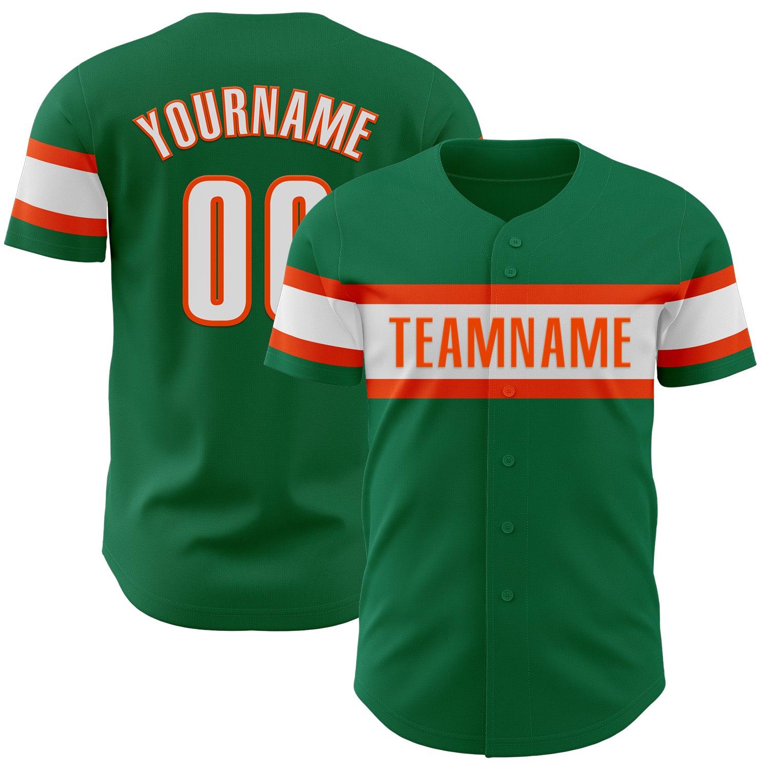 Mckenzieshoponline Kelly Green White Orange Personalized Baseball Jersey For Fans