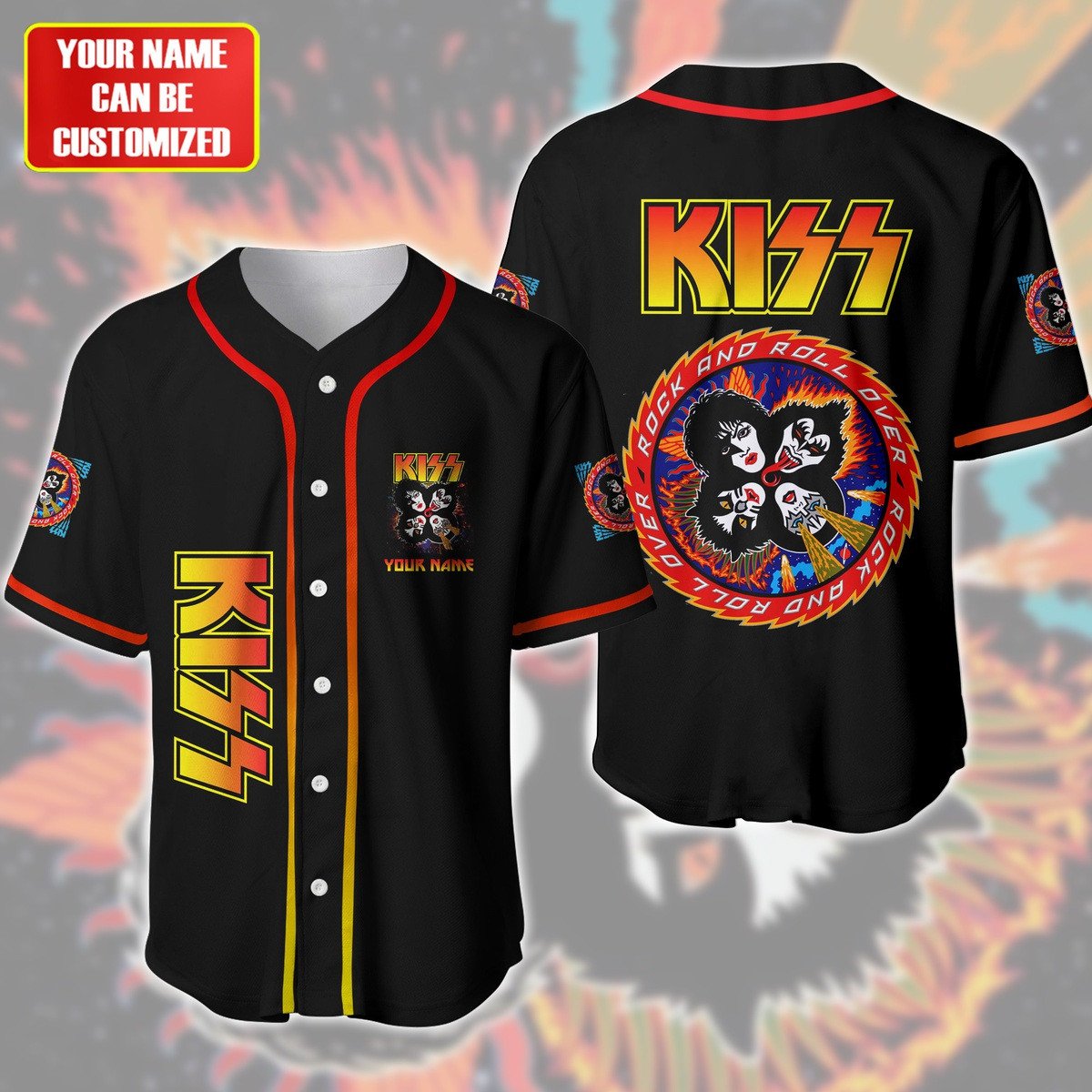 Jerseytrend Kiss Band Rock and Roll Over Personalized Baseball Jersey For Fans