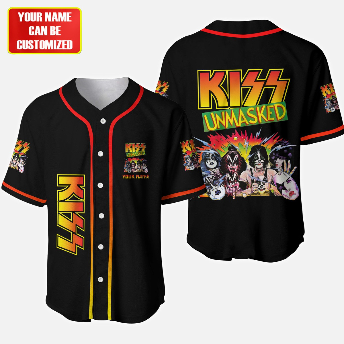 Jerseytrend Kiss Band Unmasked Personalized Baseball Jersey For Fans - Image 2