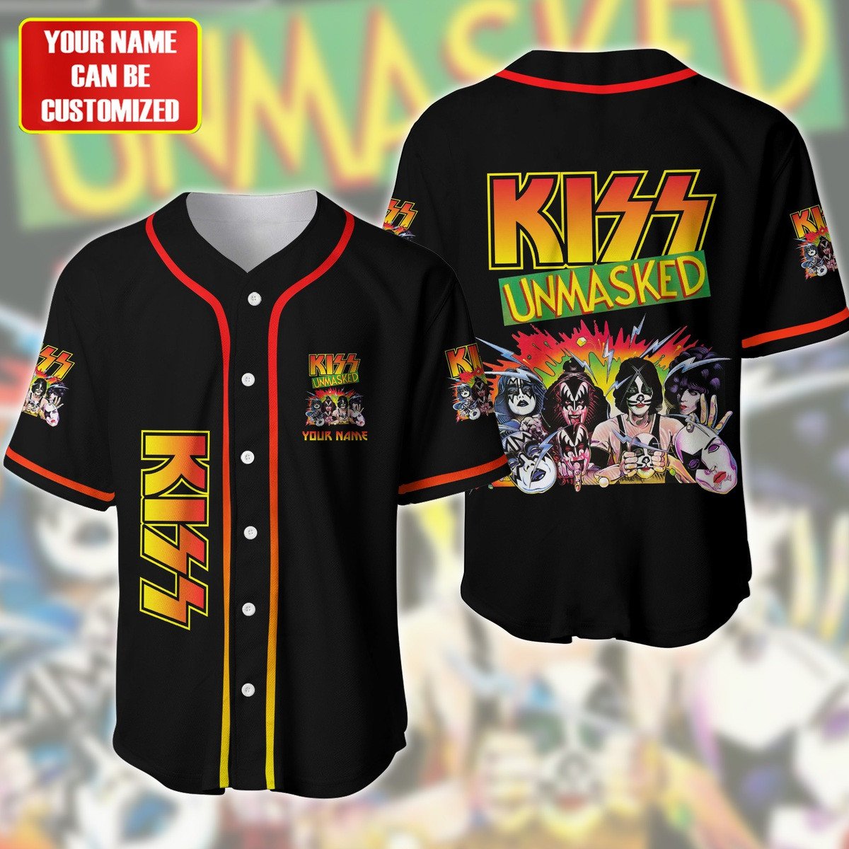 Jerseytrend Kiss Band Unmasked Personalized Baseball Jersey For Fans