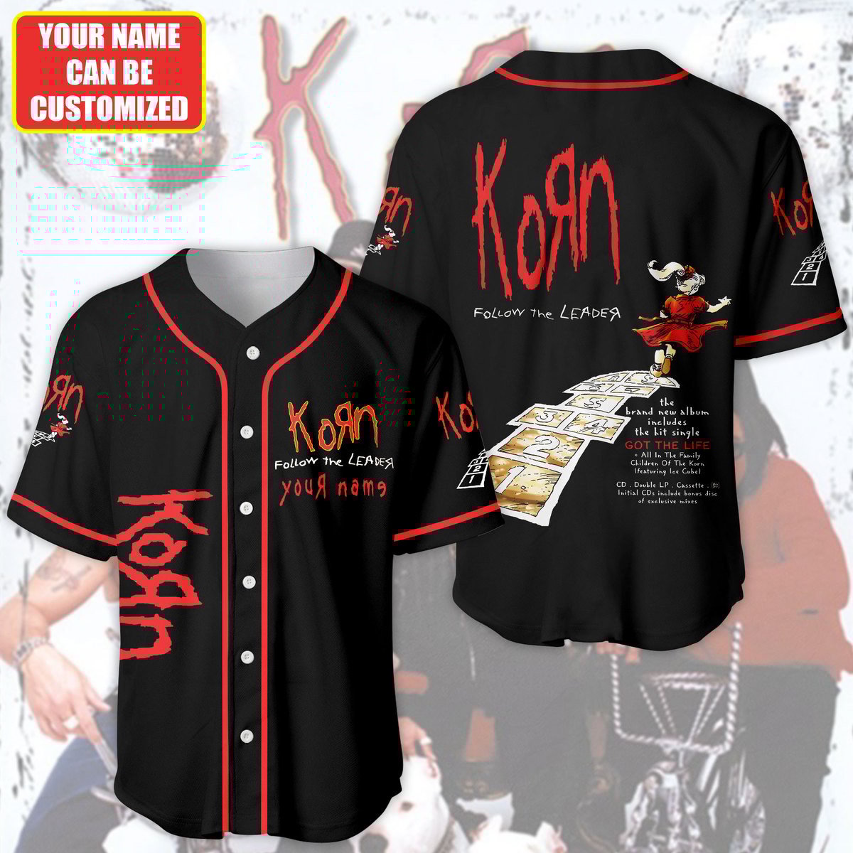Jerseytrend Korn Band Follow The Leader Personalized Baseball Jersey For Fans