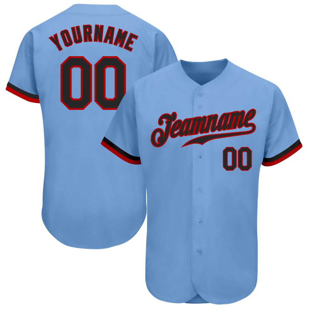 Mckenzieshoponline Light Blue Black Red Personalized Baseball Jersey For Fans