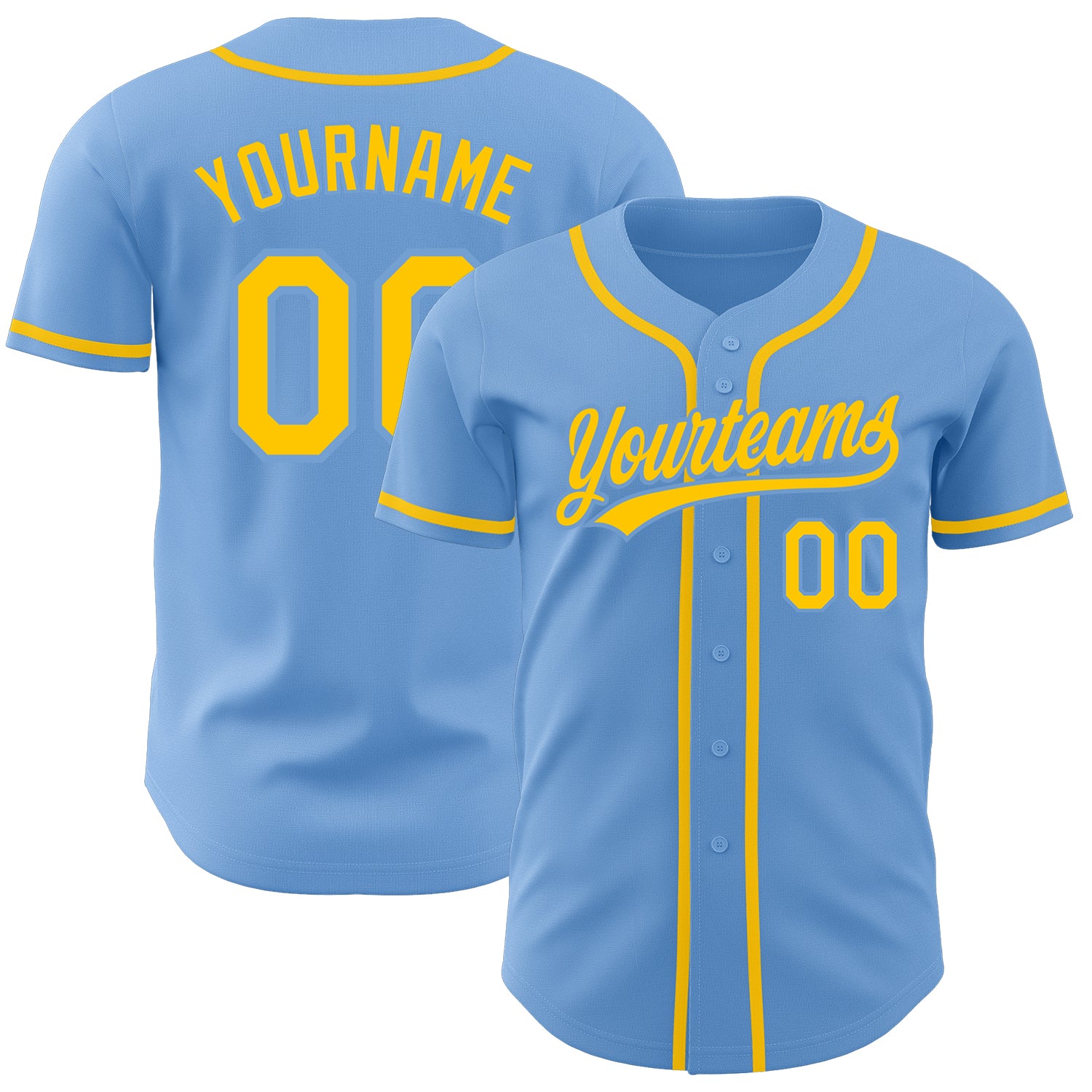 Mckenzieshoponline Light Blue Gold Personalized Baseball Jersey For Fans