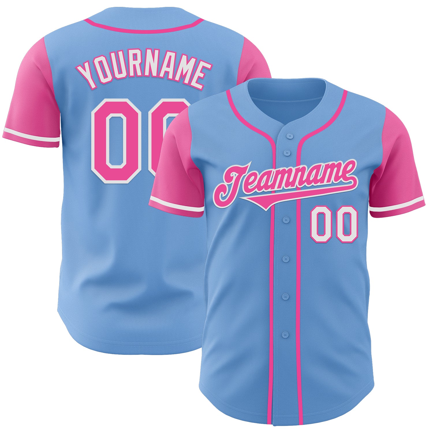 Jerseytrend Light Blue Pink White Two Tone Personalized Baseball Jersey For Fans