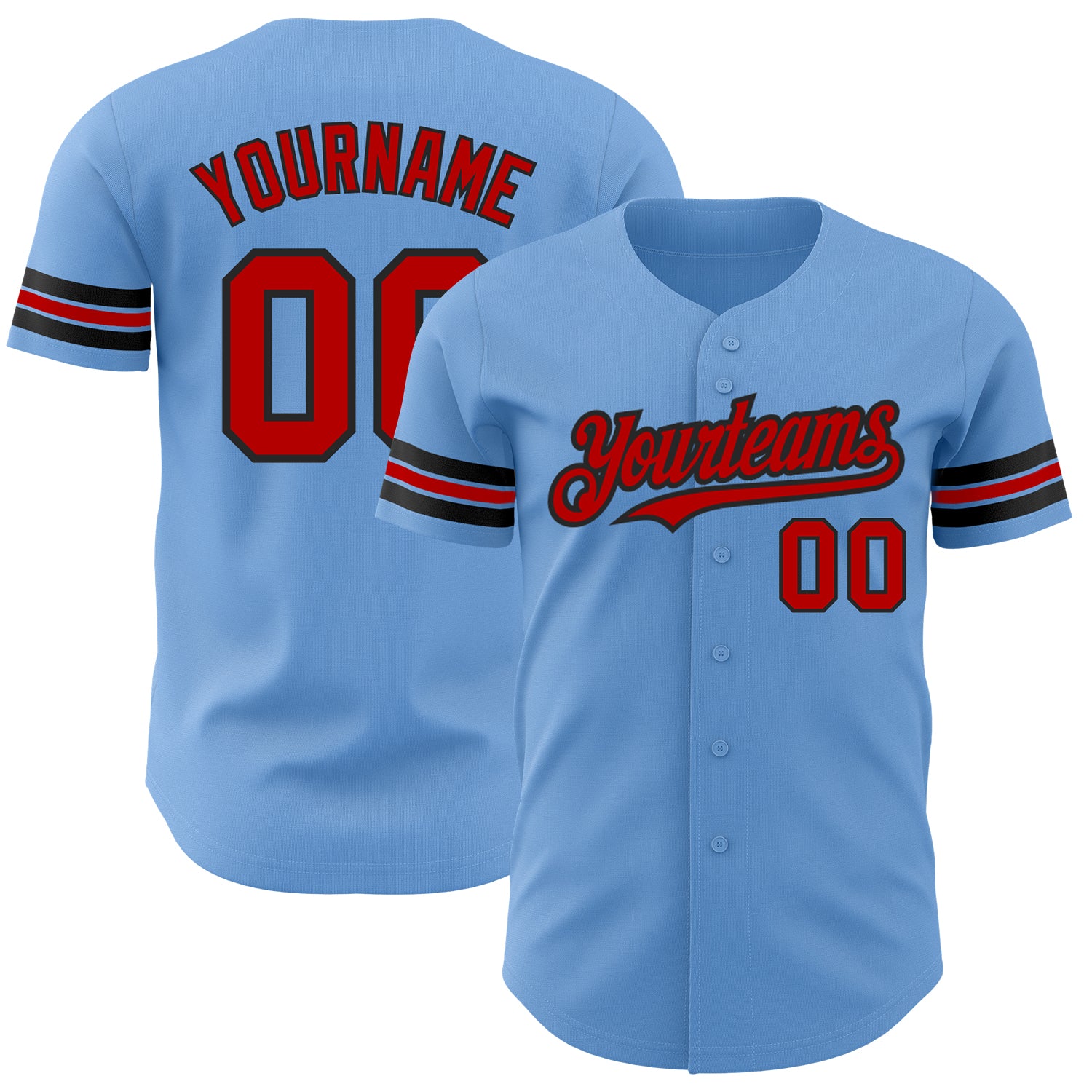 Jerseytrend Light Blue Red Black Personalized Baseball Jersey For Fans