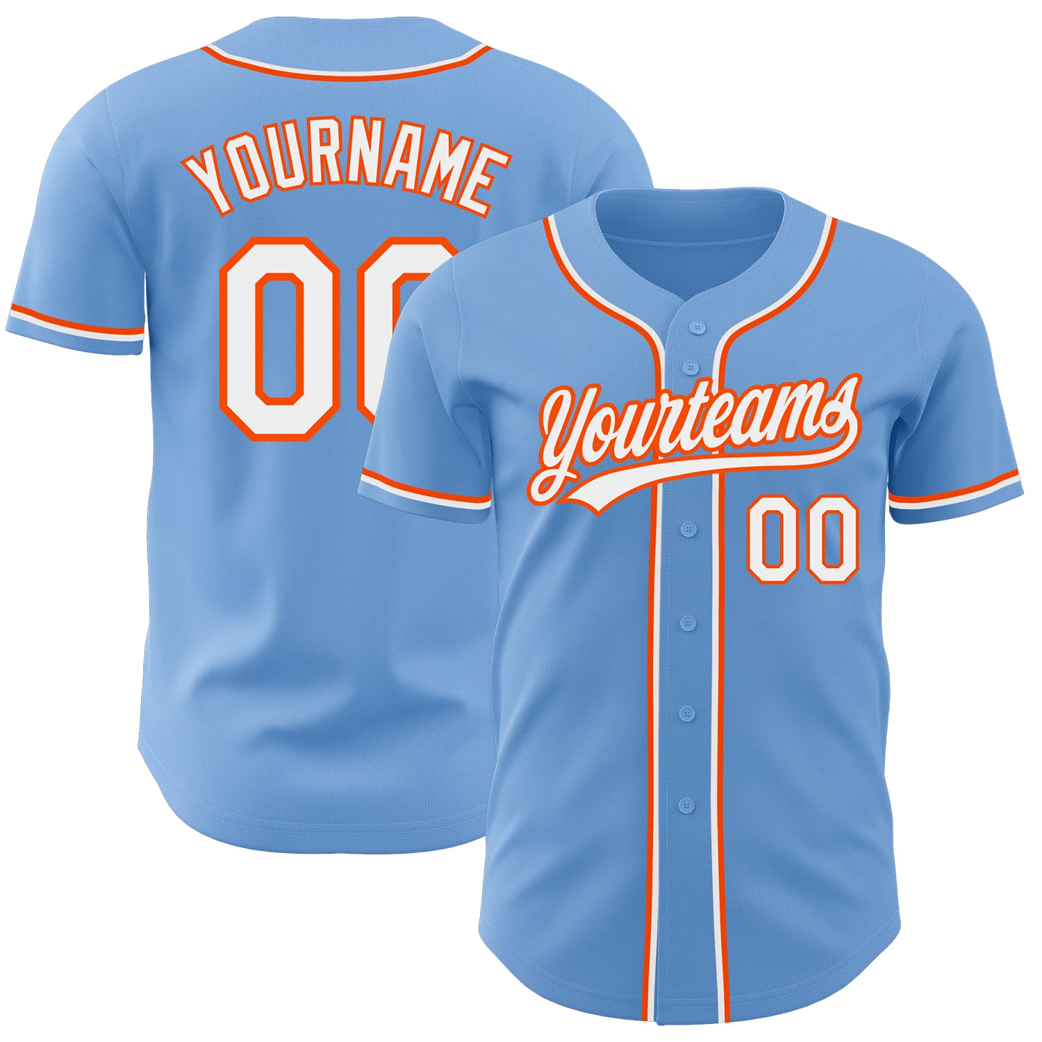 Jerseytrend Light Blue White Orange Personalized Baseball Jersey For Fans