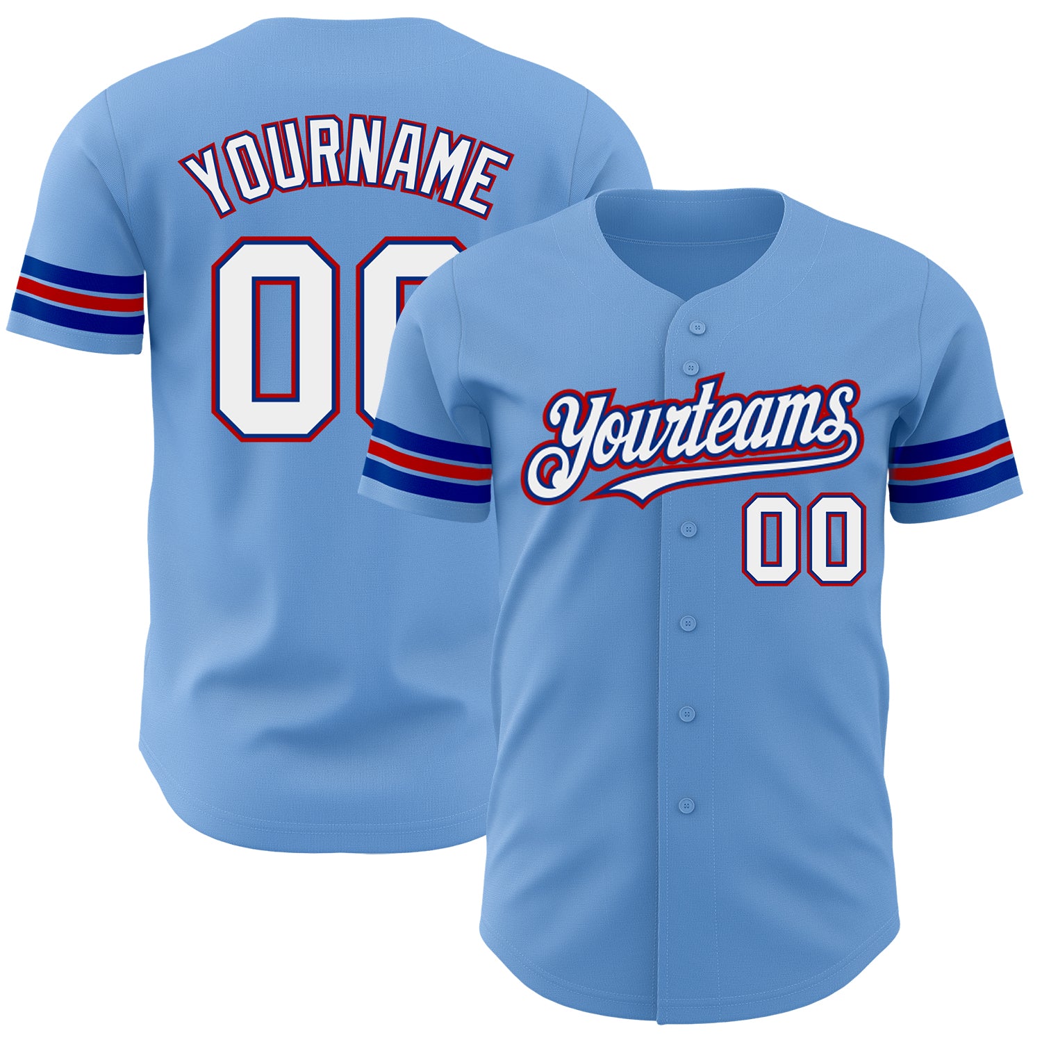 Jerseytrend Light Blue White Royal Red Personalized Baseball Jersey For Fans