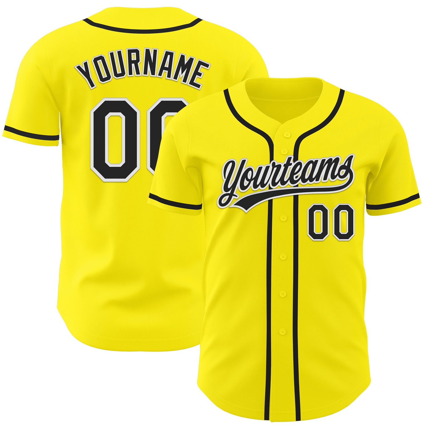 Jerseytrend Light Yellow Black White Personalized Baseball Jersey For Fans