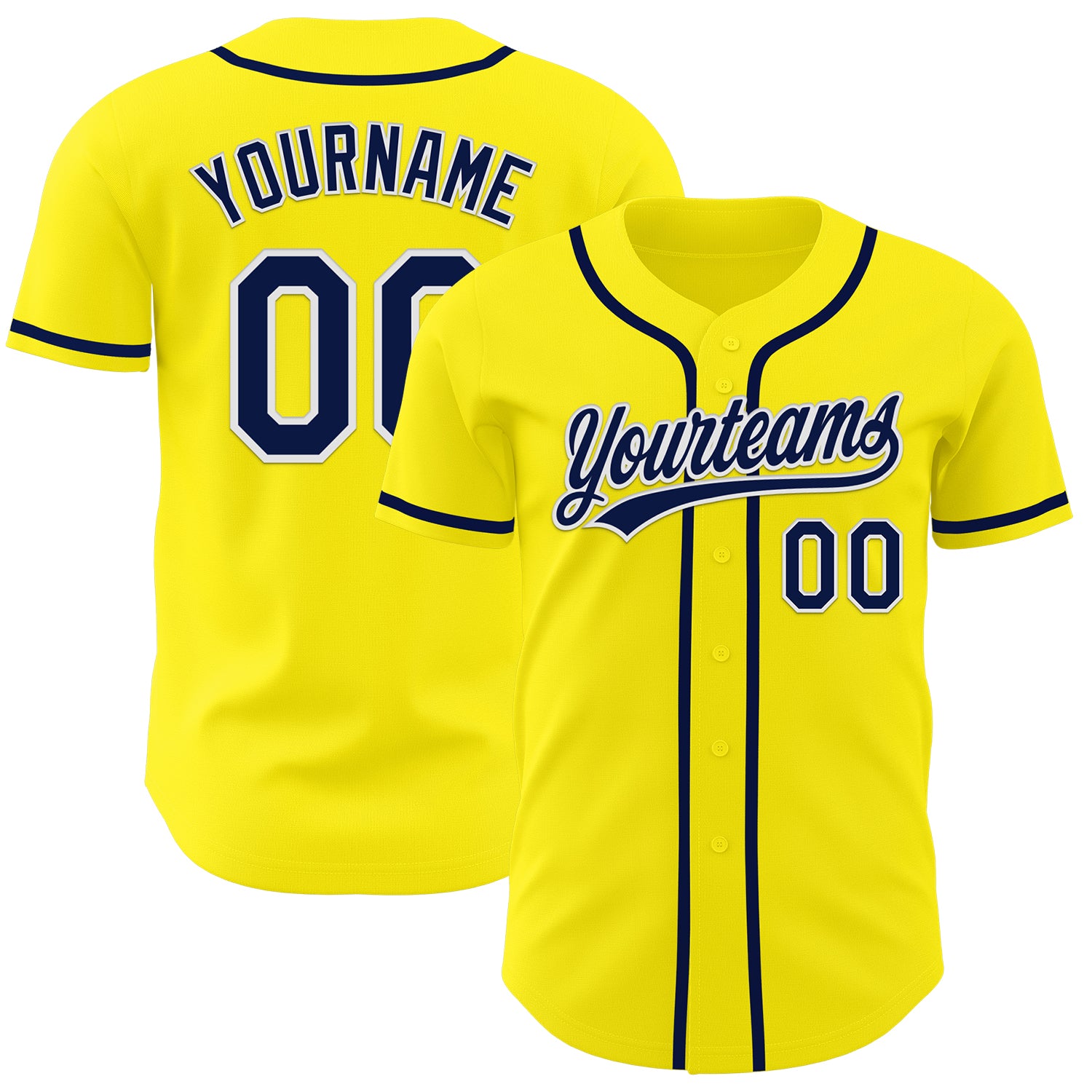 Jerseytrend Light Yellow Navy White Personalized Baseball Jersey For Fans