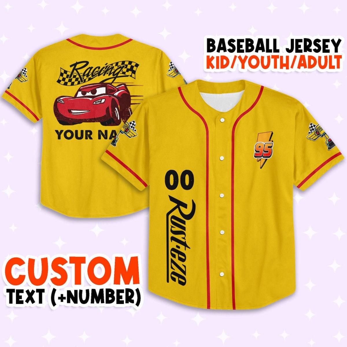Mckenzieshoponline Lightning Mcqueen Racing Red Disney Personalized Baseball Jersey For Fans