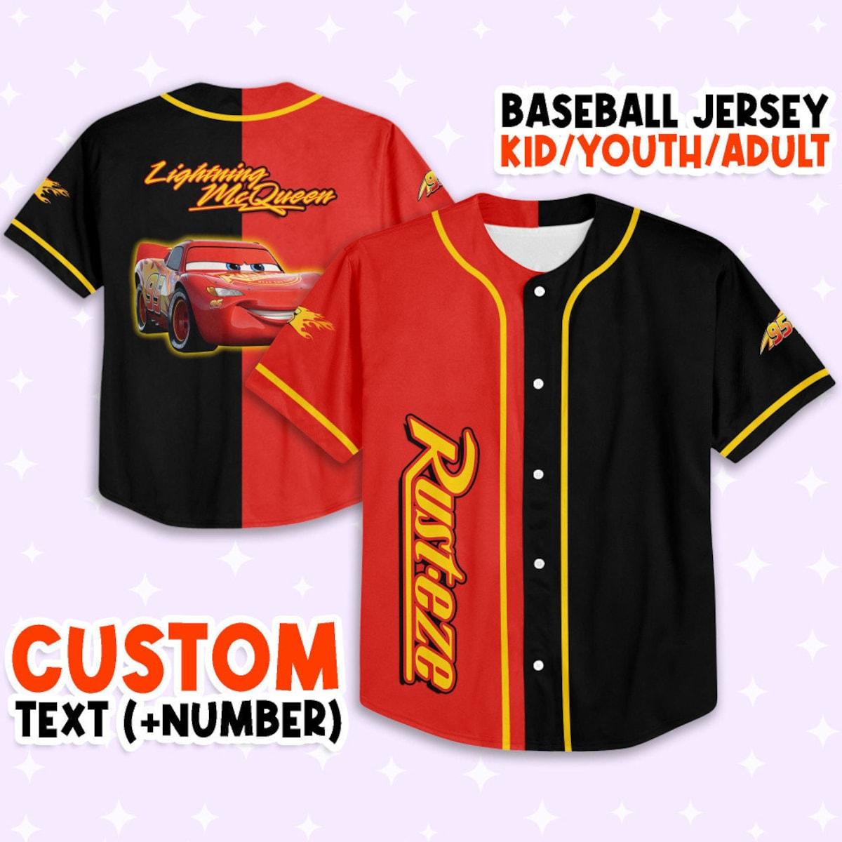 Mckenzieshoponline Lightning Mcqueen Red Black Disney Personalized Baseball Jersey For Fans - Image 2