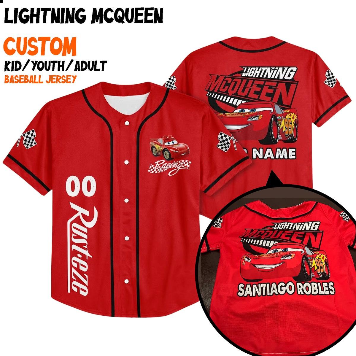 Mckenzieshoponline Lightning Mcqueen Speed Red Dark Personalized Baseball Jersey For Fans