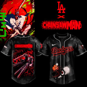 Mckenzieshoponline Los Angeles Dodgers MLB x Chainsaw Man Personalized Baseball Jersey For Fans