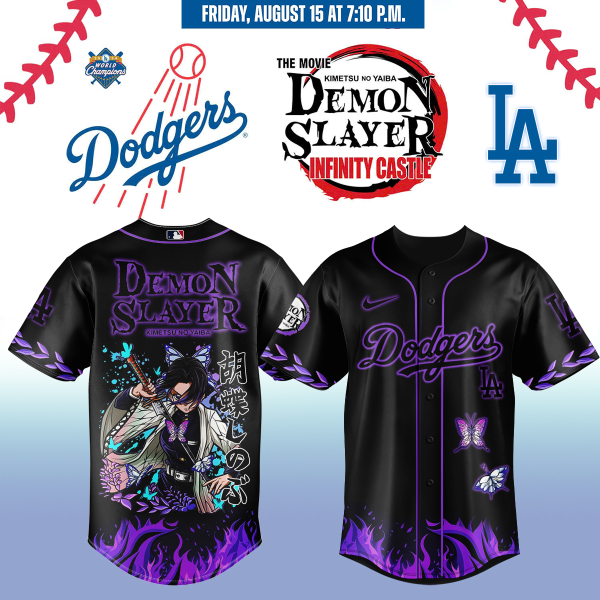 Mckenzieshoponline Los Angeles Dodgers MLB x Demon Slayer Kimetsu no Yaiba  Personalized Baseball Jersey For Fans