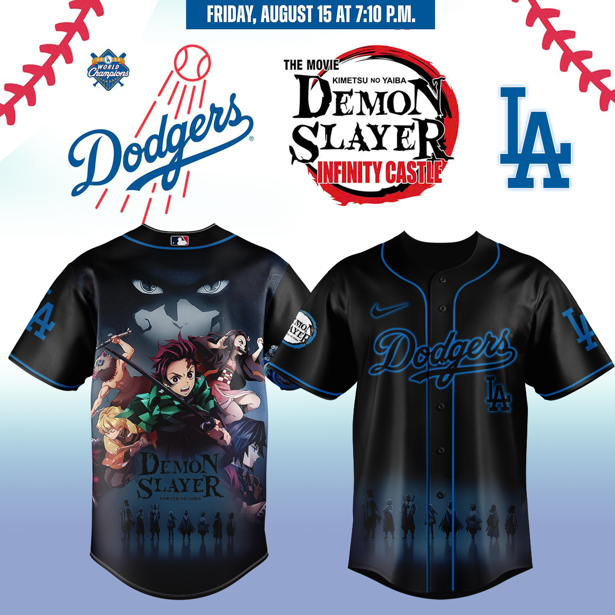 Mckenzieshoponline Los Angeles Dodgers MLB x Demon Slayer Kimetsu no Yaiba  Personalized Baseball Jersey For Fans