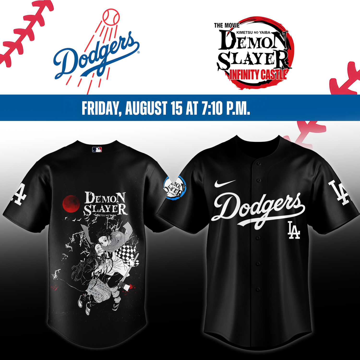 Mckenzieshoponline Los Angeles Dodgers MLB x Demon Slayer Kimetsu no Yaiba  Personalized Baseball Jersey For Fans