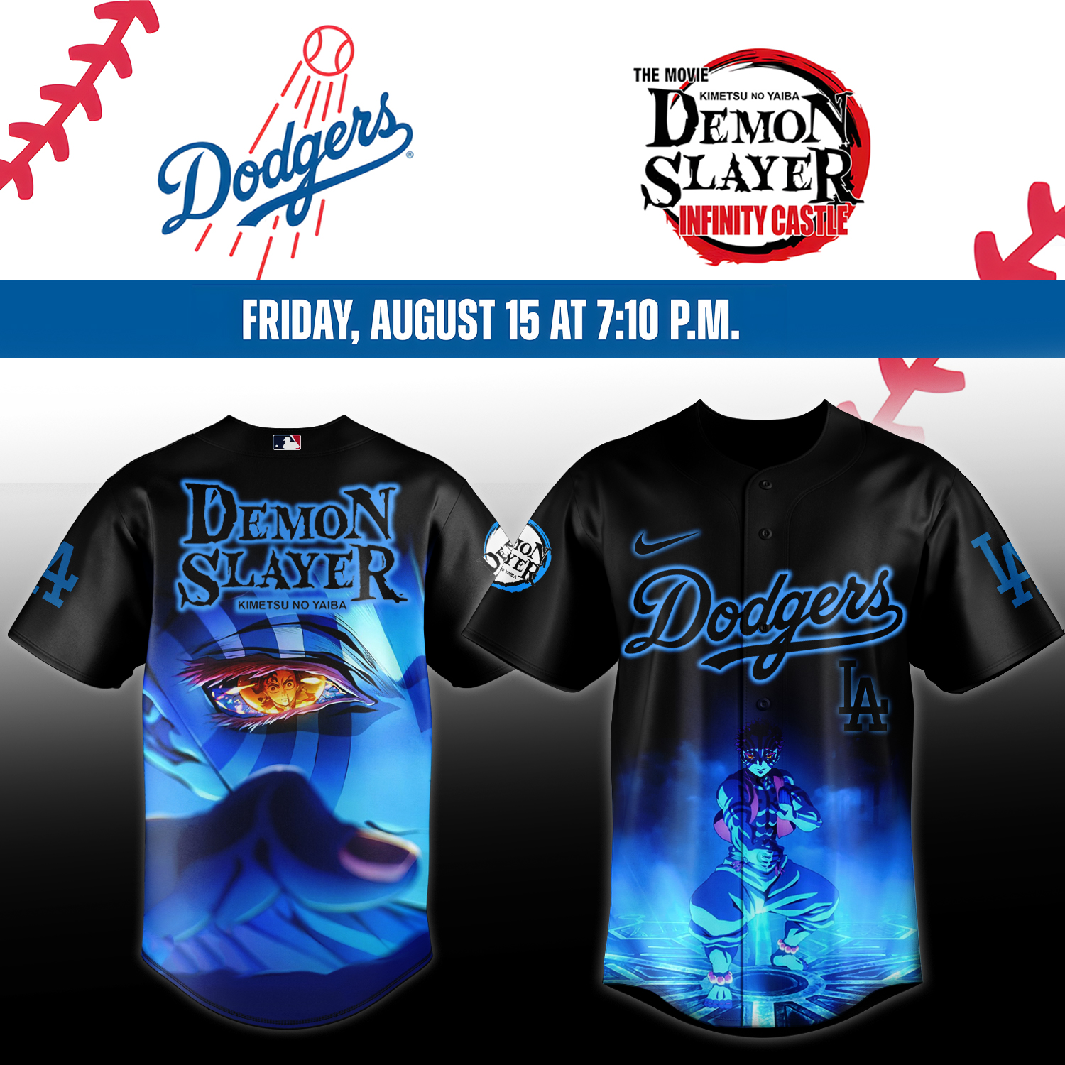 Mckenzieshoponline Los Angeles Dodgers MLB x Demon Slayer Kimetsu no Yaiba  Personalized Baseball Jersey For Fans