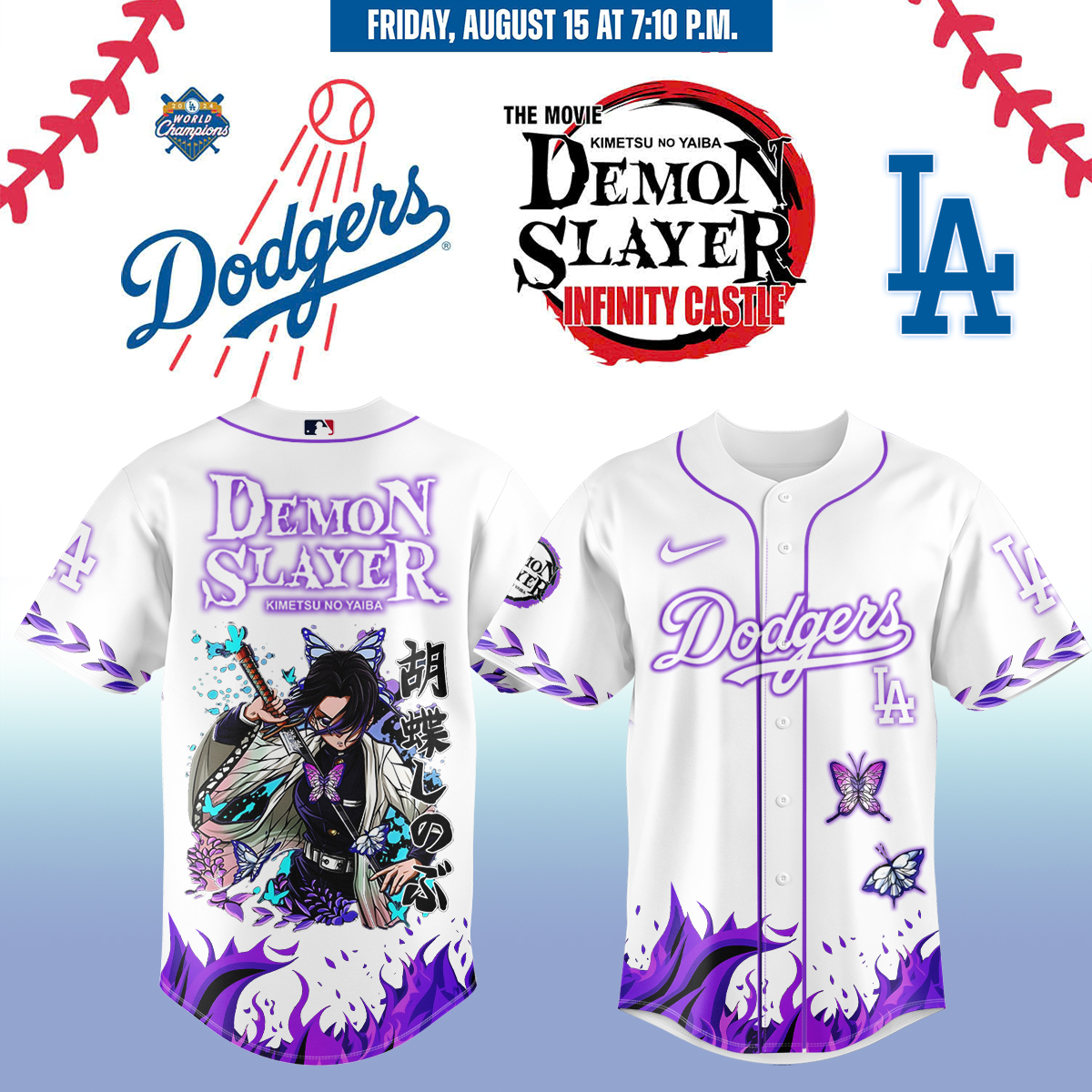 Mckenzieshoponline Los Angeles Dodgers MLB x Demon Slayer Kimetsu no Yaiba  Personalized Baseball Jersey For Fans