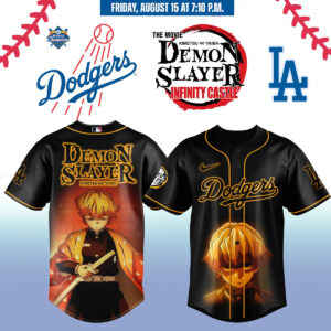 Mckenzieshoponline Los Angeles Dodgers MLB x Demon Slayer Personalized Baseball Jersey For Fans