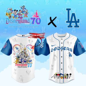 Mckenzieshoponline Los Angeles Dodgers MLB x Disneyland 70 Magical Year Personalized Baseball Jersey For Fans