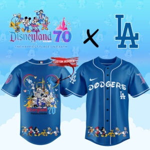 Mckenzieshoponline Los Angeles Dodgers MLB x Disneyland 70 Magical Year Personalized Baseball Jersey For Fans