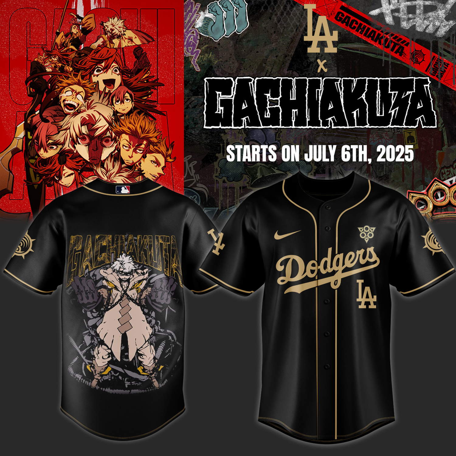 Mckenzieshoponline Los Angeles Dodgers MLB x Gachiakuta Personalized Baseball Jersey For Fans